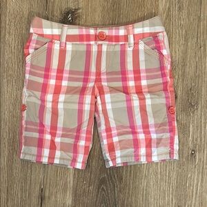 SO Pink and Tan Plaid Shorts Lightweight Casual